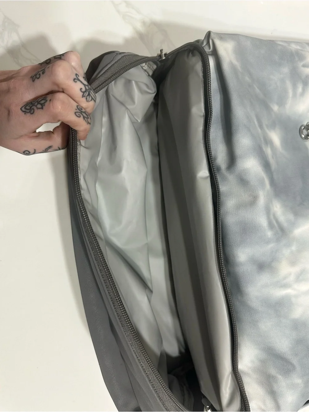 Gray Tie-Dye Pivot Petunia Picklebottom Diaper bag